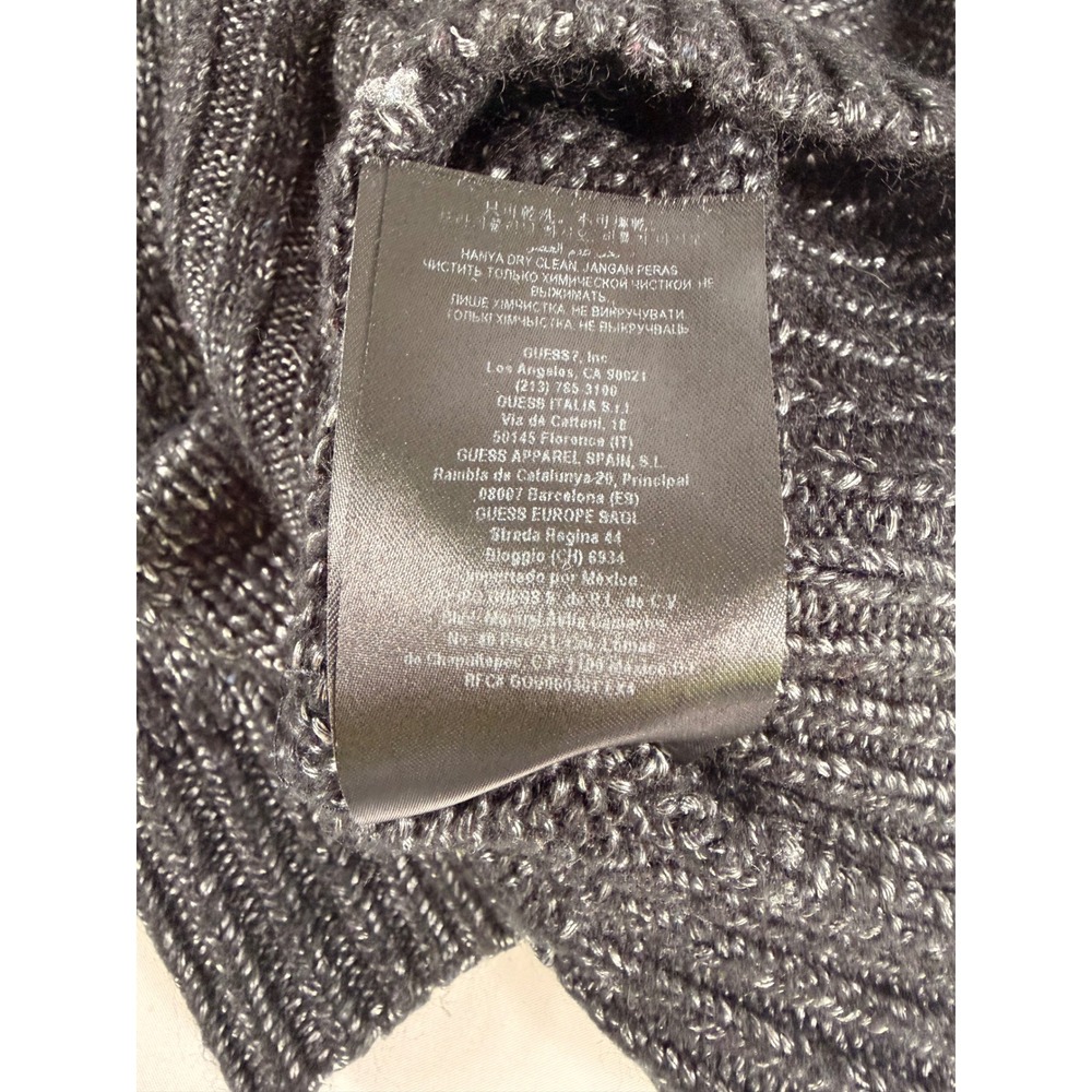 Guess Cardigan Sweater Large Charcoal Gray Double Breasted Shawl Collar Knit - Picture 8 of 10